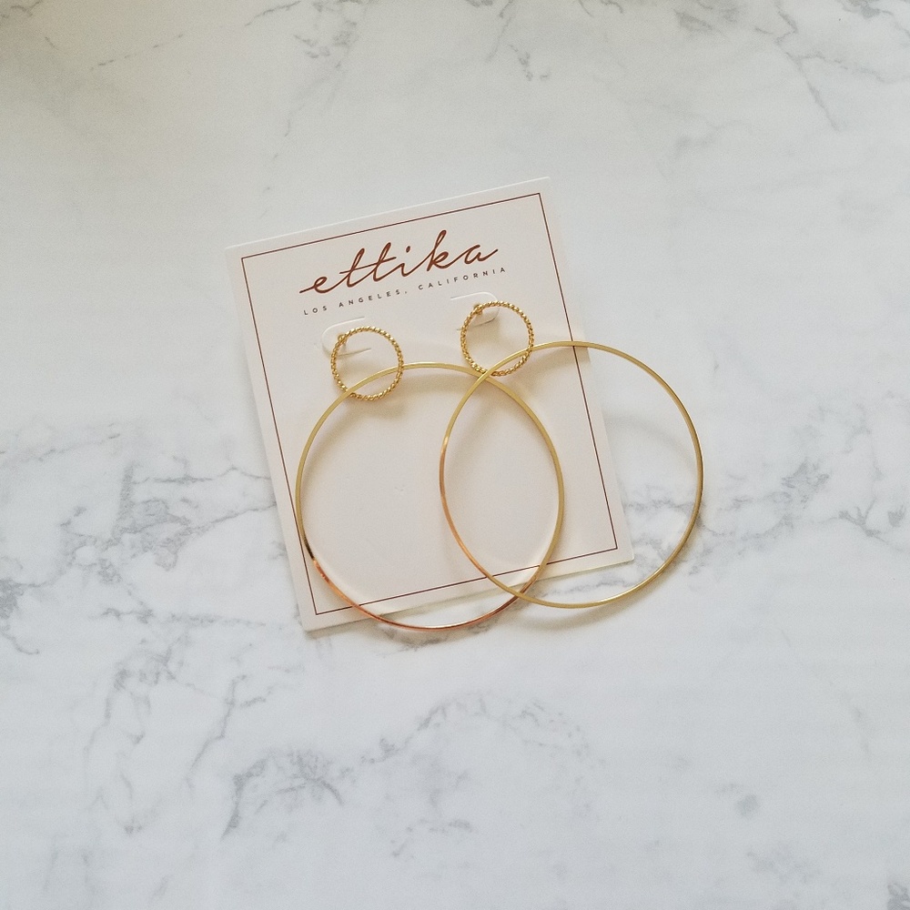 Ettika- Gold Tone Double Hoop Earrings